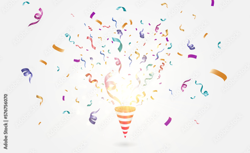 Poster Lots of colorful tiny confetti and ribbons on transparent background. Festive event and party. Multicolor background.Colorful bright confetti isolated on transparent background.	
