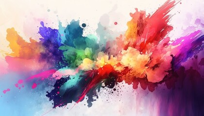 Obraz na płótnie Canvas abstract watercolor explosion, vibrant colour background wallpaper created with generative ai technology