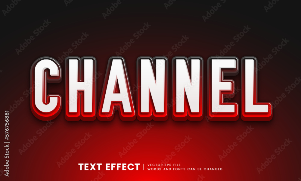 Poster editable 3d channel text effect. fancy font style perfect for logotype, title and headline.