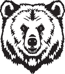 Bear head icon, Grizzly Mascot Hand drawn Emblem, Illustration, SVG, Vector