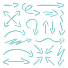 Set Sechzehn Pfeile Pinselstriche Türkis