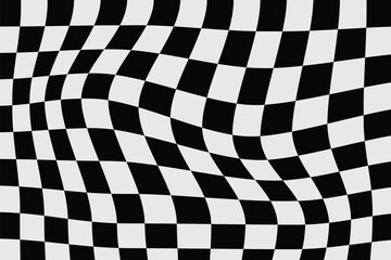 Seamless wavy chessboard pattern, gingham checkerboard texture.
