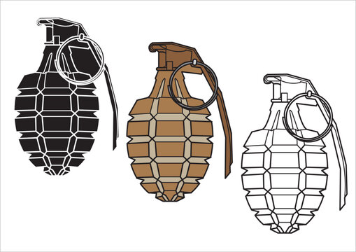 Hand Grenade, Military Grenade Illustration