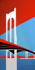 Conceptual vertical poster of Brooklyn Bridge. Generative AI. 