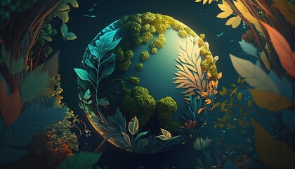 Obraz na płótnie Canvas earth, globe, planet, nature, growth, background, wallpaper created with generative ai technology