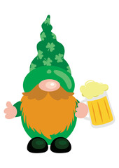 St Patricks Day gnome holding a beer mug