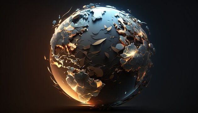 earth, earthquake, globe, planet, space, background, wallpaper created with generative ai technology