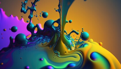 A vibrant and dynamic abstract background with flowing liquid colors. Generative AI