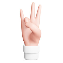 Seven Number gesture hand 3D icon in front view - White sticker style