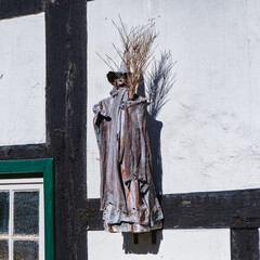Detail of a historical half-timbered witch house in the old centre of Tecklenburg