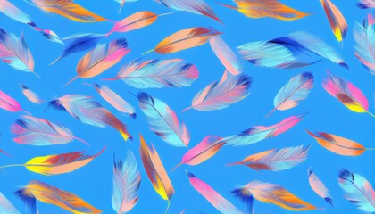 Fototapeta na wymiar Feather on blue background. generative Ai
