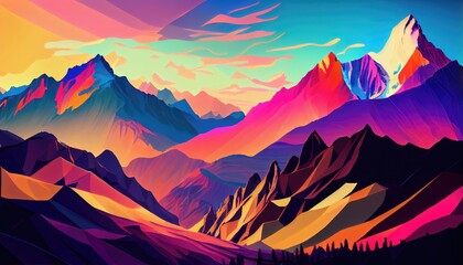 Landscape beautiful of colorful mountains. generative Ai