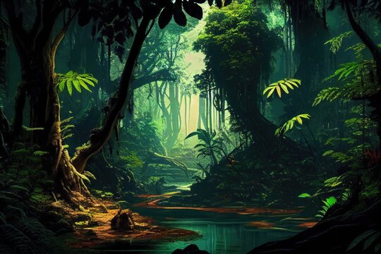 Green jungle.generative Ai © Areerat