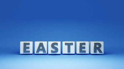 Easter and easter letters with a cross in the background