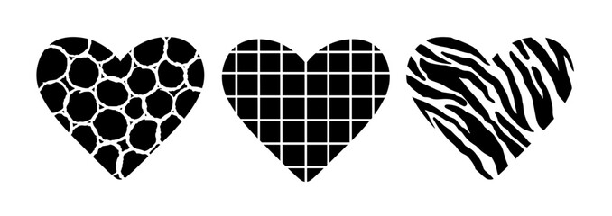 Vector Hearts Doodle Set. Love Symbol Collection Isolated on white. Valentines Sketch