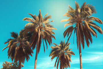 palm trees on the beach - obrazy, fototapety, plakaty