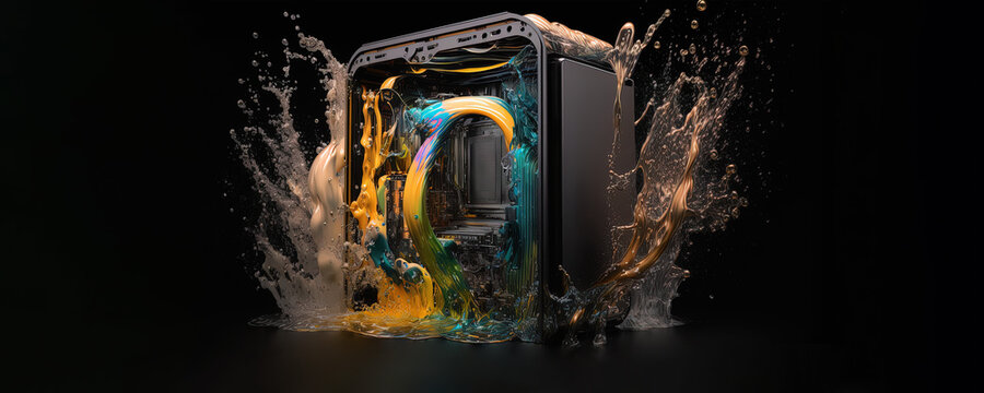 8000x3200_Computer_case_water_cooled_exploding_Liquid abstract wallpaper collection-liquide-2