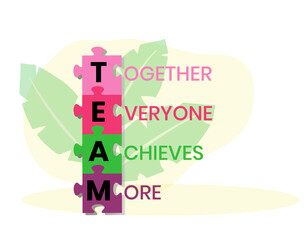 Team - Together Everyone Achieves More acronym, business concept. word lettering typography design illustration with line icons and ornaments. Internet web site promotion concept vector layout. - obrazy, fototapety, plakaty