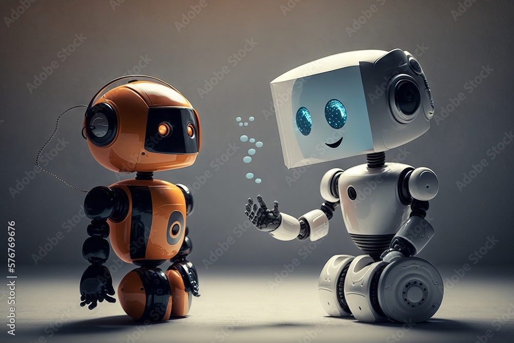 Poster cute robot and artificial intelligence concept. generative ai