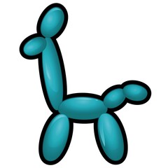 Illustration of a blue giraffe figure made of modeling balloons on a white background