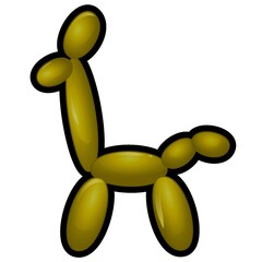 Illustration of a yellow giraffe figure made of modeling balloons on a white background
