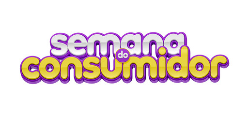 Consumer week label in brazilian portuguese in 3d render - obrazy, fototapety, plakaty