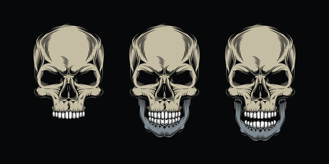 Original vector prints with skulls in vintage style. T-shirt design, design element.