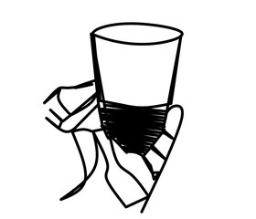 hand holding a glass cup
