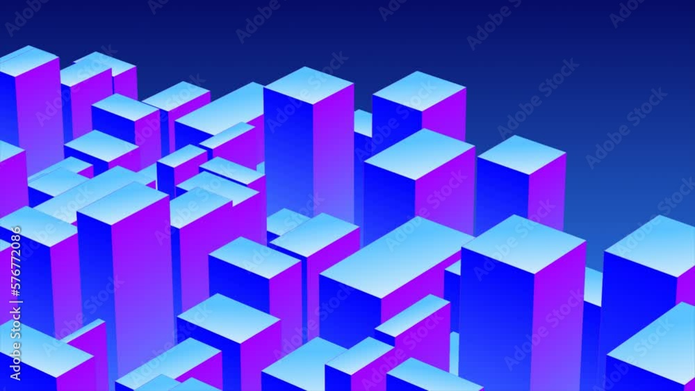 Poster abstract 3d cubes rectangles blue gradient in the form of a big city with skyscrapers abstract backg