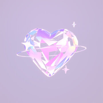 3d rendered glossy wireframe heart with bling bling stars.