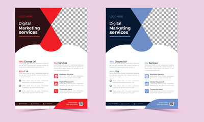 Business Flyer annual report, poster, flyer in A4 modern template, in red color, Corporate Flyer Template Geometric shape Corporate Flyer Template Geometric shape