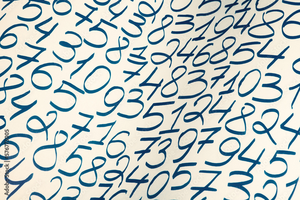 Poster background of numbers. from zero to nine. finance data concept. mathematic. seamless pattern with nu