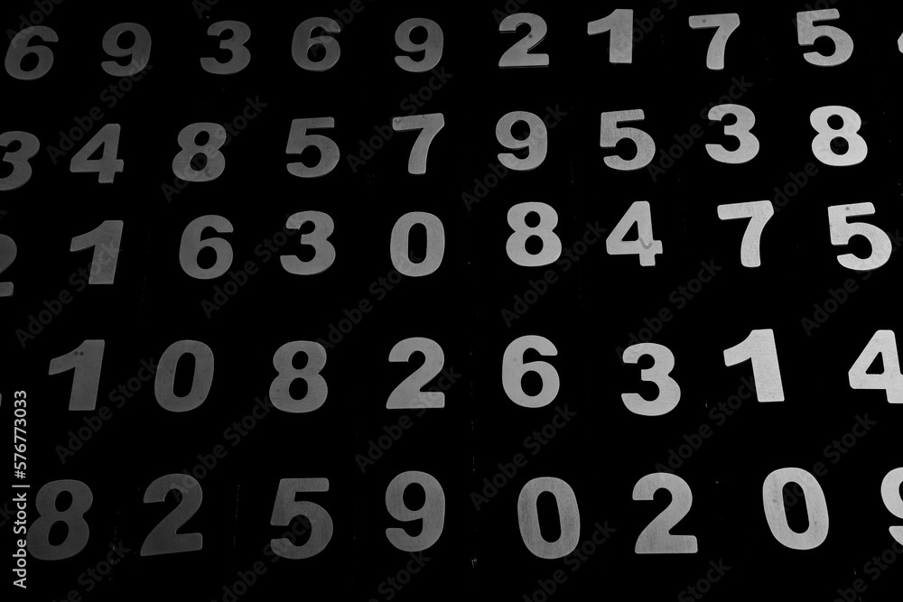 Poster background of numbers. from zero to nine. finance data concept. mathematic. seamless pattern with nu