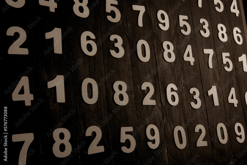 Poster background of numbers. from zero to nine. finance data concept. mathematic. seamless pattern with nu