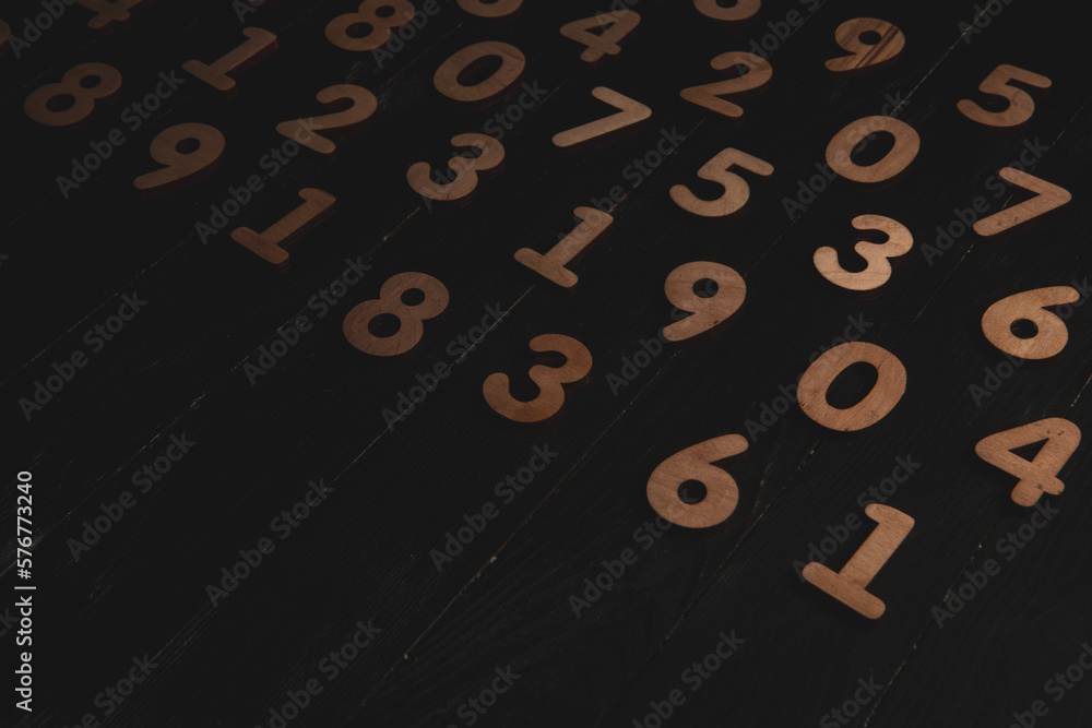 Poster background of numbers. from zero to nine. finance data concept. mathematic. seamless pattern with nu