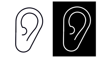ear line icon  vector design black and white