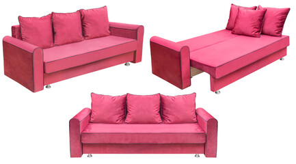 Folding sofa. Isolated from the background. In different angles. Interior element