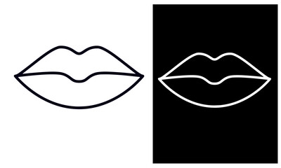 lips line icon vector design black and white
