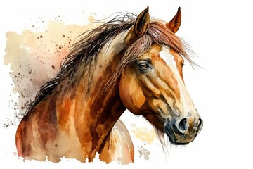 The noggin of the horse. Painting in watercolour. Generative AI