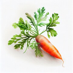 Watercolor Carrots Isolated on White Background. Generative AI