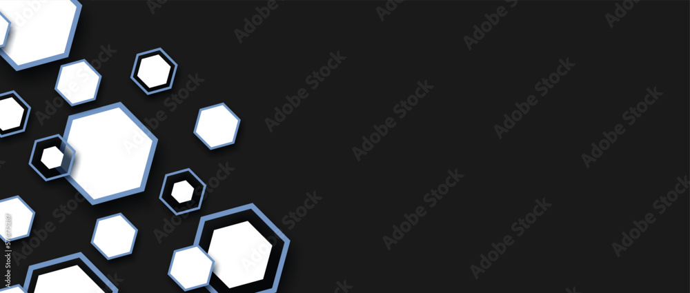 Poster background with white hexagons pattern. abstract black backdrop. modern technology background. vecto