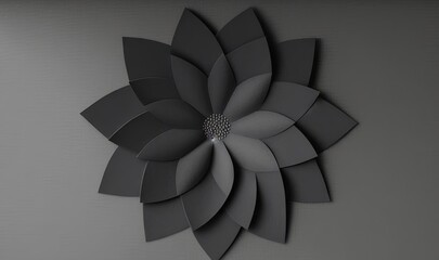  a black and white photo of a flower on a wall with a light in the middle of the photo and a black and white photo of a flower on the wall.  generative ai