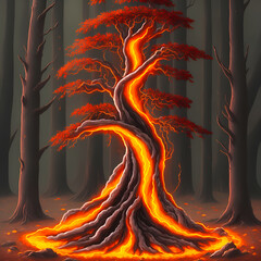 tree in fire