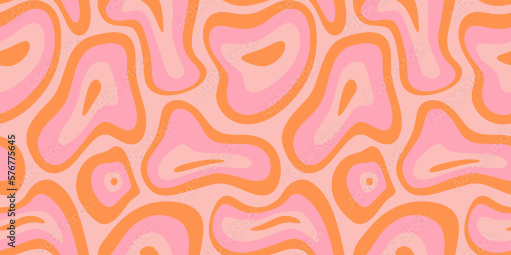 Poster abstract retro psychedelic seamless pattern illustration with colorful trippy shapes in vintage art 