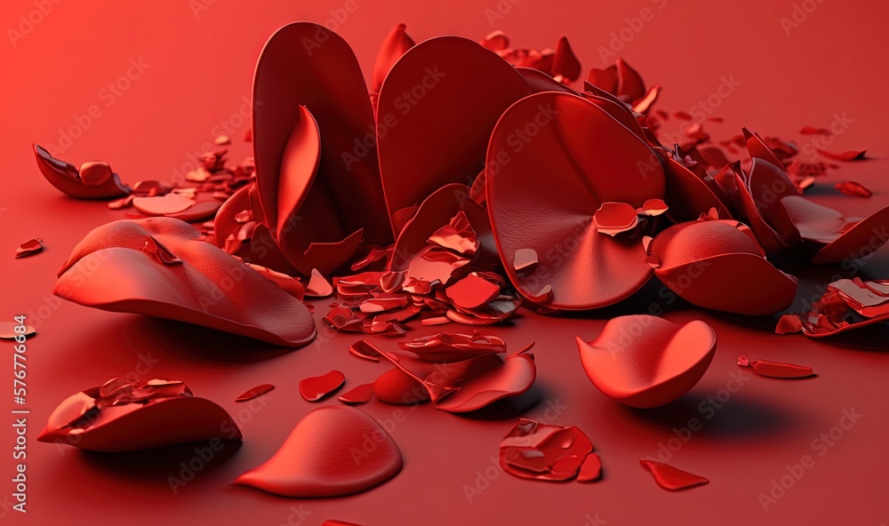 Poster a pile of broken hearts on a red background with a red background and a red background with a bunch 