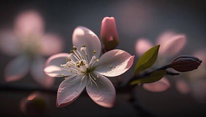 Fototapeta na wymiar Closeup of Cherry Blossom Flower. Spring Theme. Generative AI.