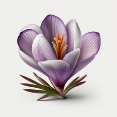Crocus Flower Isolated on White Background. Spring Theme. Generative AI.