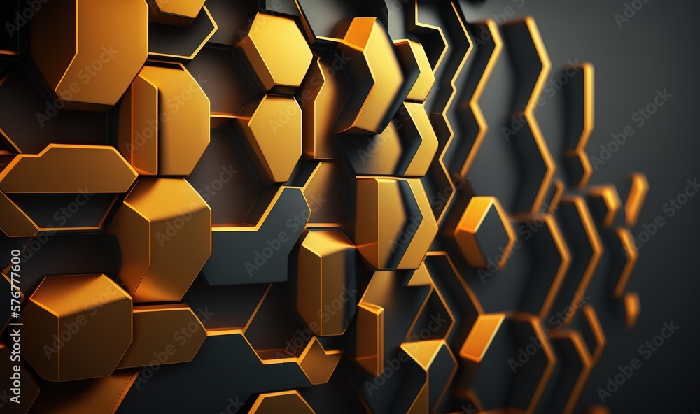 Aufkleber a wall with a bunch of hexagons on it and a black wall with a bunch of hexagons on it. generative ai