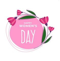 A pink sign with the words happy women's day on it.
