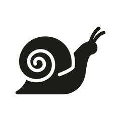 Snail Silhouette Icon. Slug in Shell Crawl Glyph Pictogram. Helix Slow Icon. Cute Escargot Moving. Slimy Eatable Spiral Mollusk on White Background. Wildlife Symbol. Isolated Vector Illustration © Toxa2x2